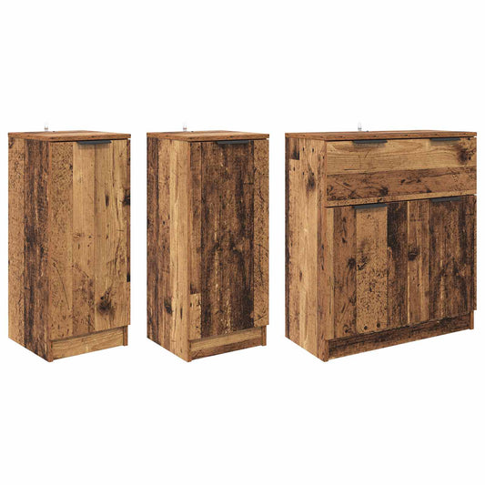 Sideboard 3 pcs Old Wood 120 x 30 x 70 cm Engineered Wood