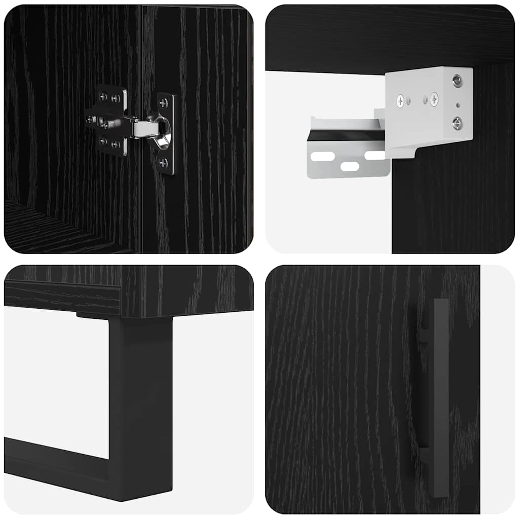 Highboard Black Oak 34.5 x 34 x 180 cm Engineered Wood