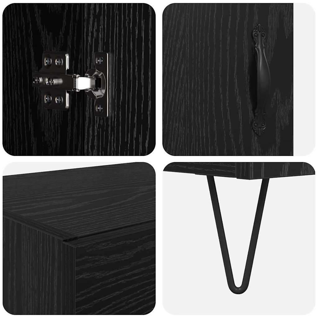 Highboard Black Oak 69.5 x 34 x 180 cm Engineered Wood