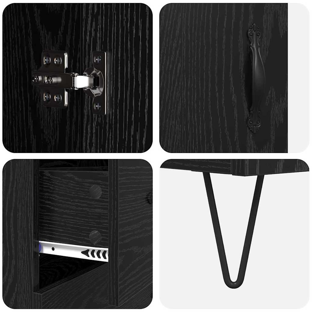 Highboard Black Oak 69.5 x 34 x 180 cm Engineered Wood