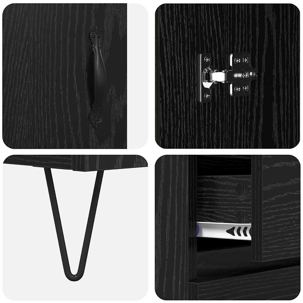 Highboard 2 pcs Black Oak 69.5 x 34 x 180 cm Engineered Wood