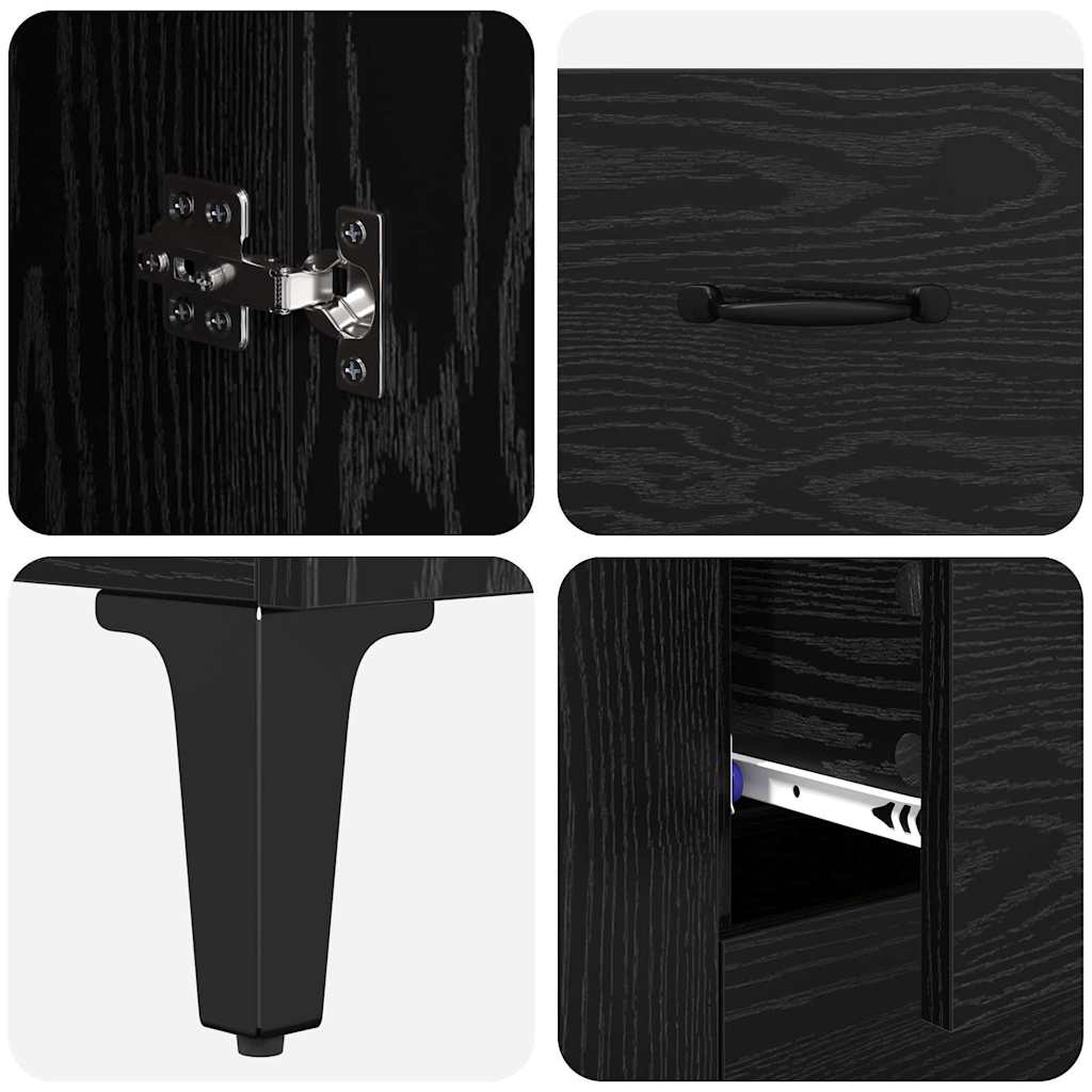 Highboard Black Oak 69.5 x 34 x 180 cm Engineered Wood