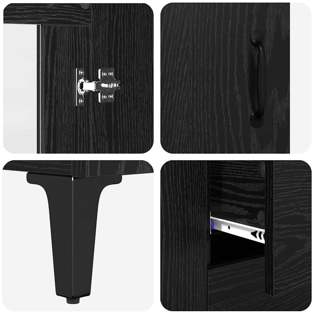 Highboard Black Oak 69.5 x 34 x 180 cm Engineered Wood