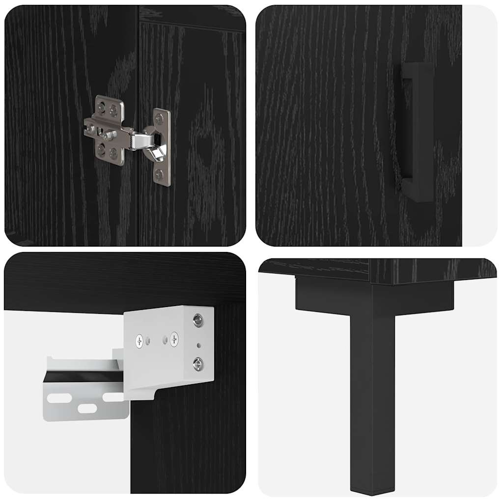 Highboard Black Oak 69.5 x 34 x 180 cm Engineered Wood