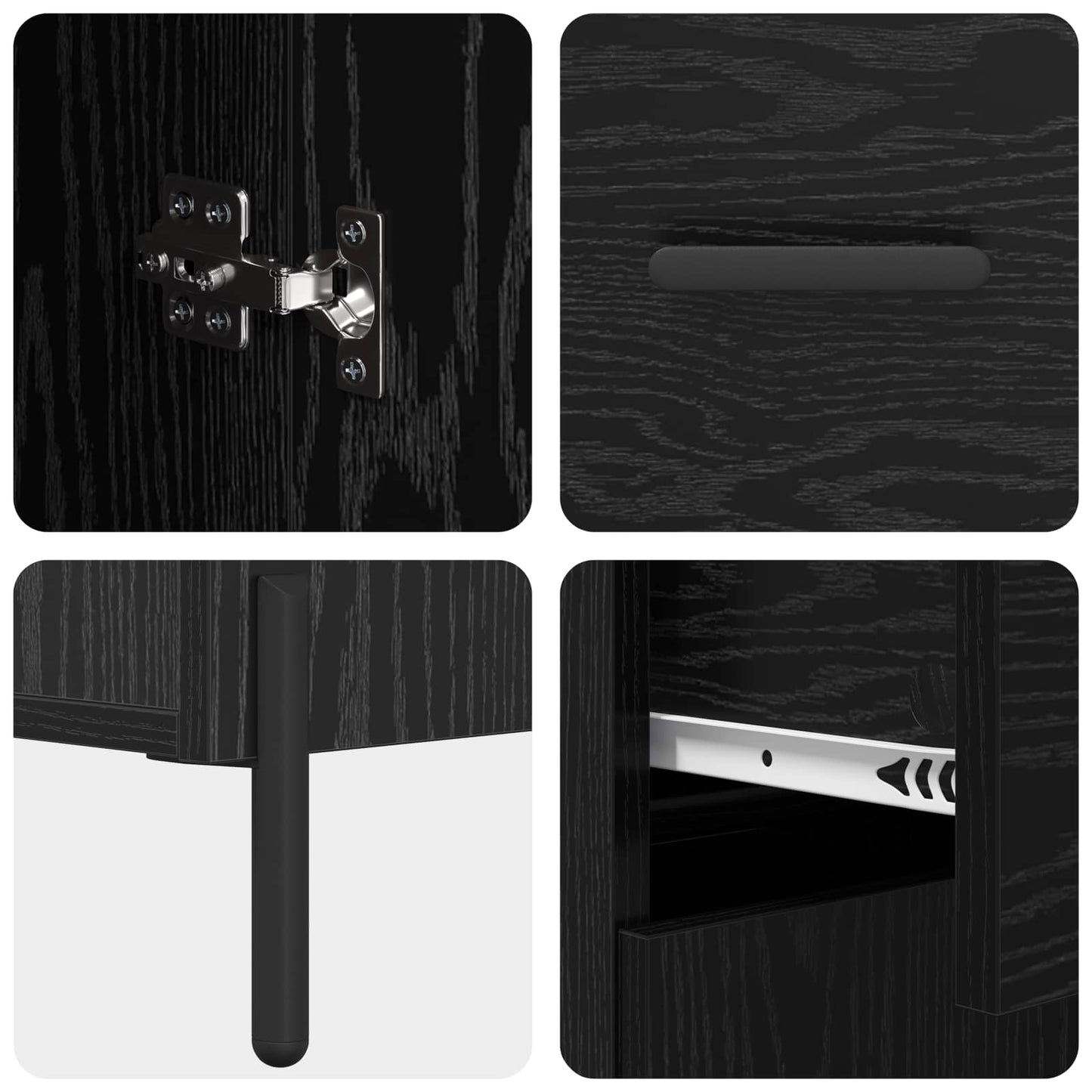 Highboard Black oak 69.5 x 34 x 180 cm Engineered Wood