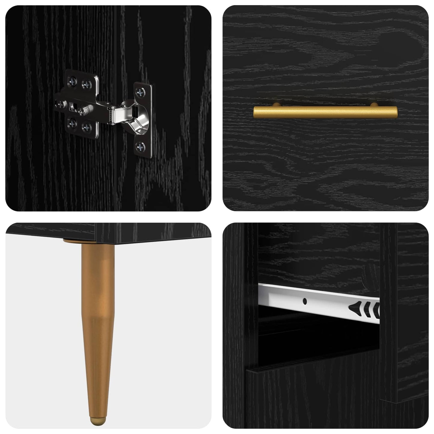 Highboard Black Oak 69.5 x 34 x 180 cm Engineered Wood