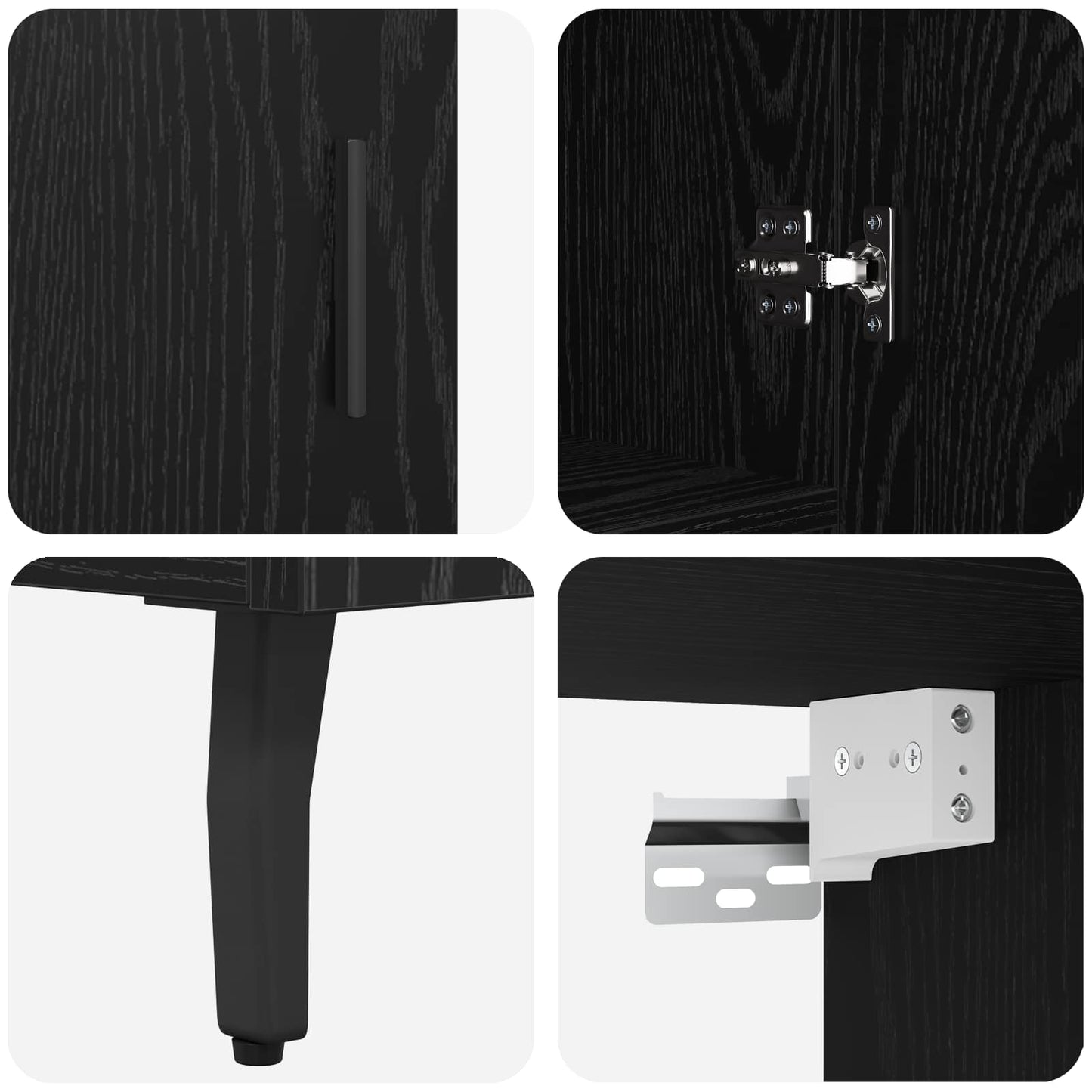 Highboard 2 pcs Black oak 69.5 x 34 x 180 cm Engineered Wood