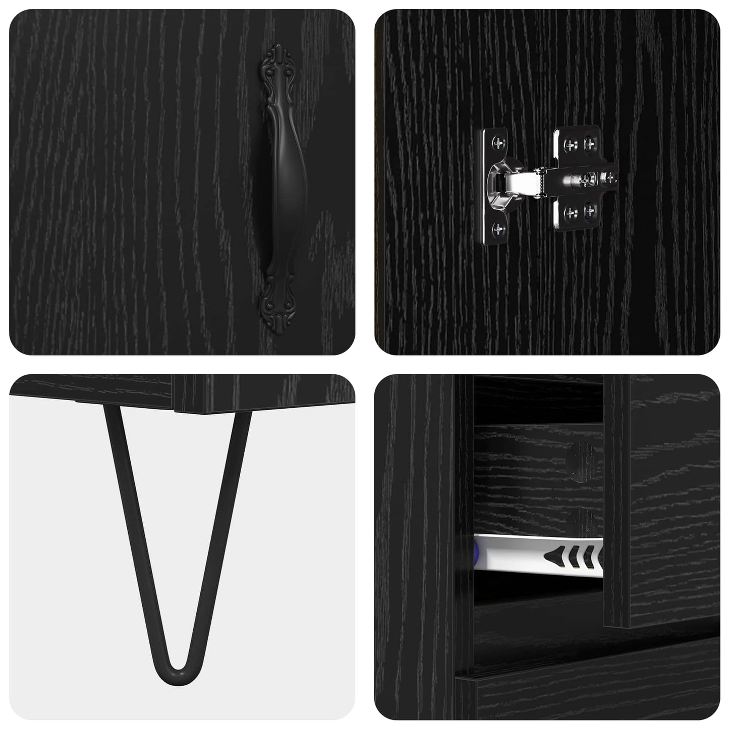 Highboard 2 pcs Black Oak 69.5 x 34 x 180 cm