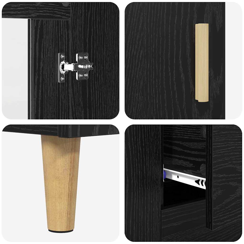 Highboard Black Oak 69.5 x 34 x 180 cm Engineered Wood