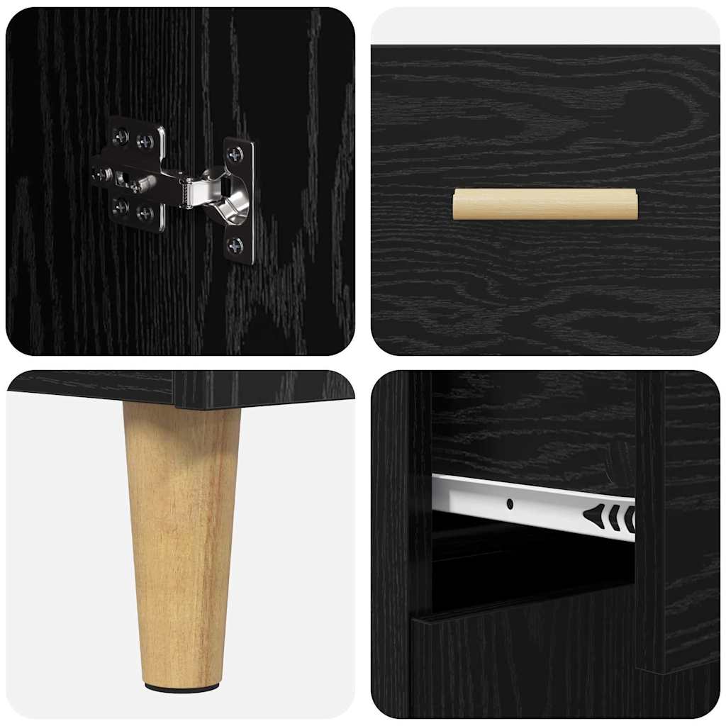 Highboard Black Oak 69.5 x 34 x 180 cm Engineered Wood