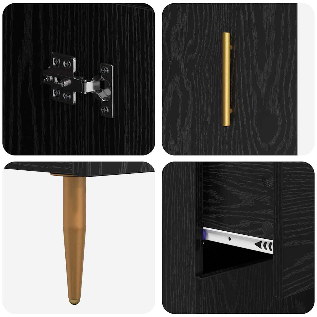 Highboard Black Oak 69.5 x 34 x 180 cm Engineered Wood