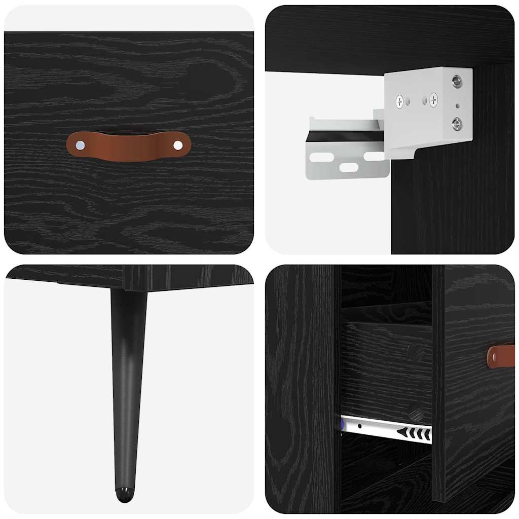 Highboard Black oak 69.5 x 34 x 180 cm Engineered Wood