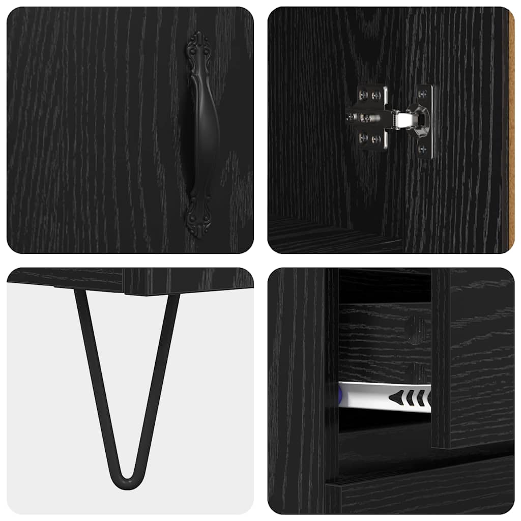 Highboard Black Oak 69.5 x 34 x 180 cm Engineered Wood