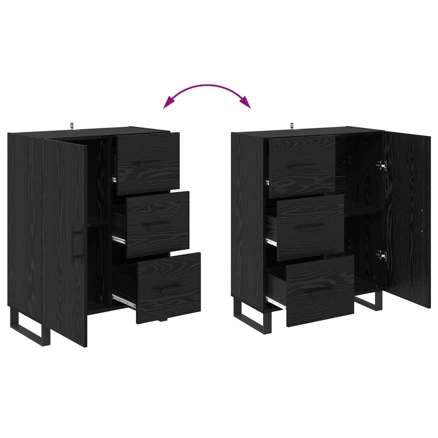 Highboard 2 pcs Black Oak 69.5 x 34 x 180 cm Engineered Wood
