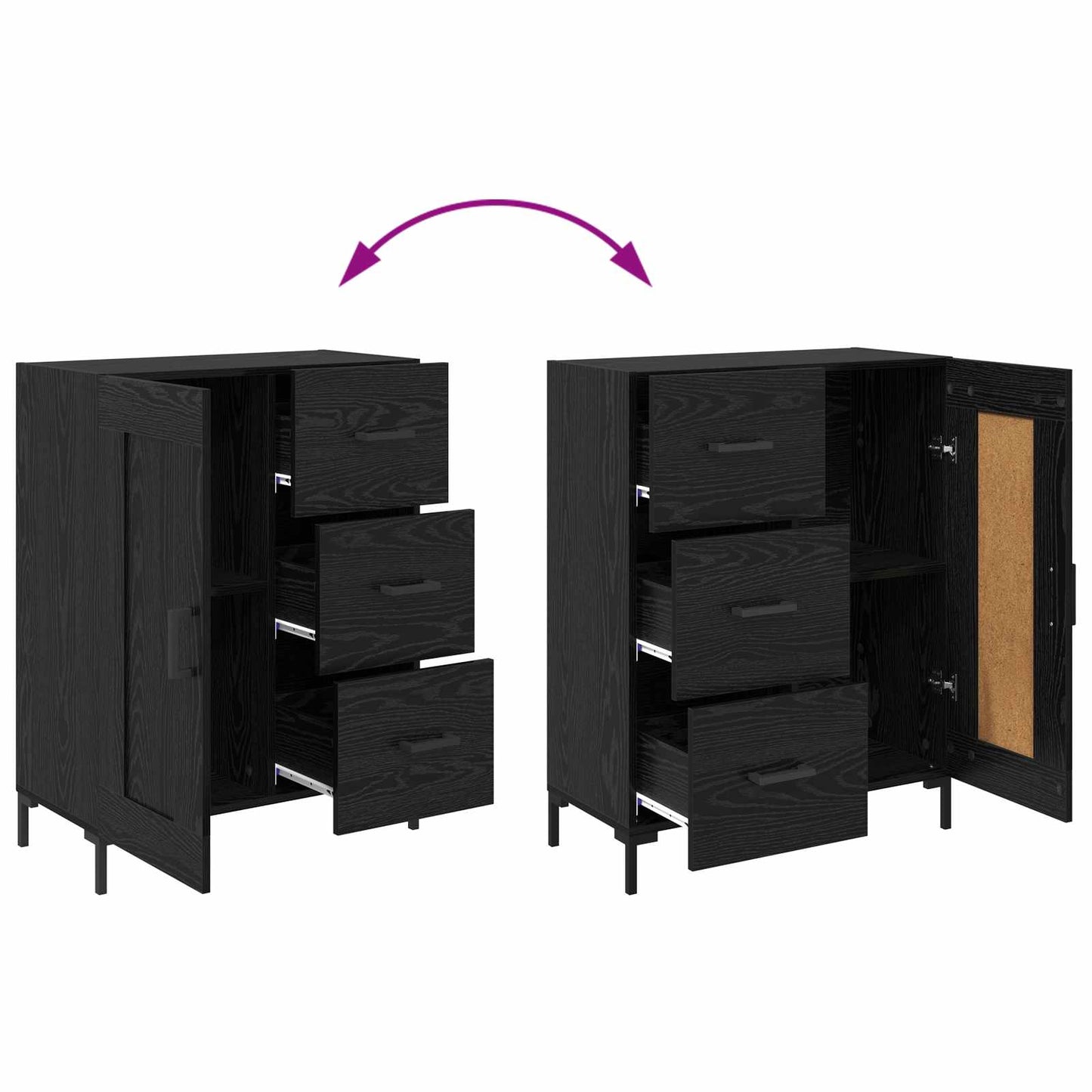 Highboard Black Oak 69.5 x 34 x 180 cm Engineered Wood