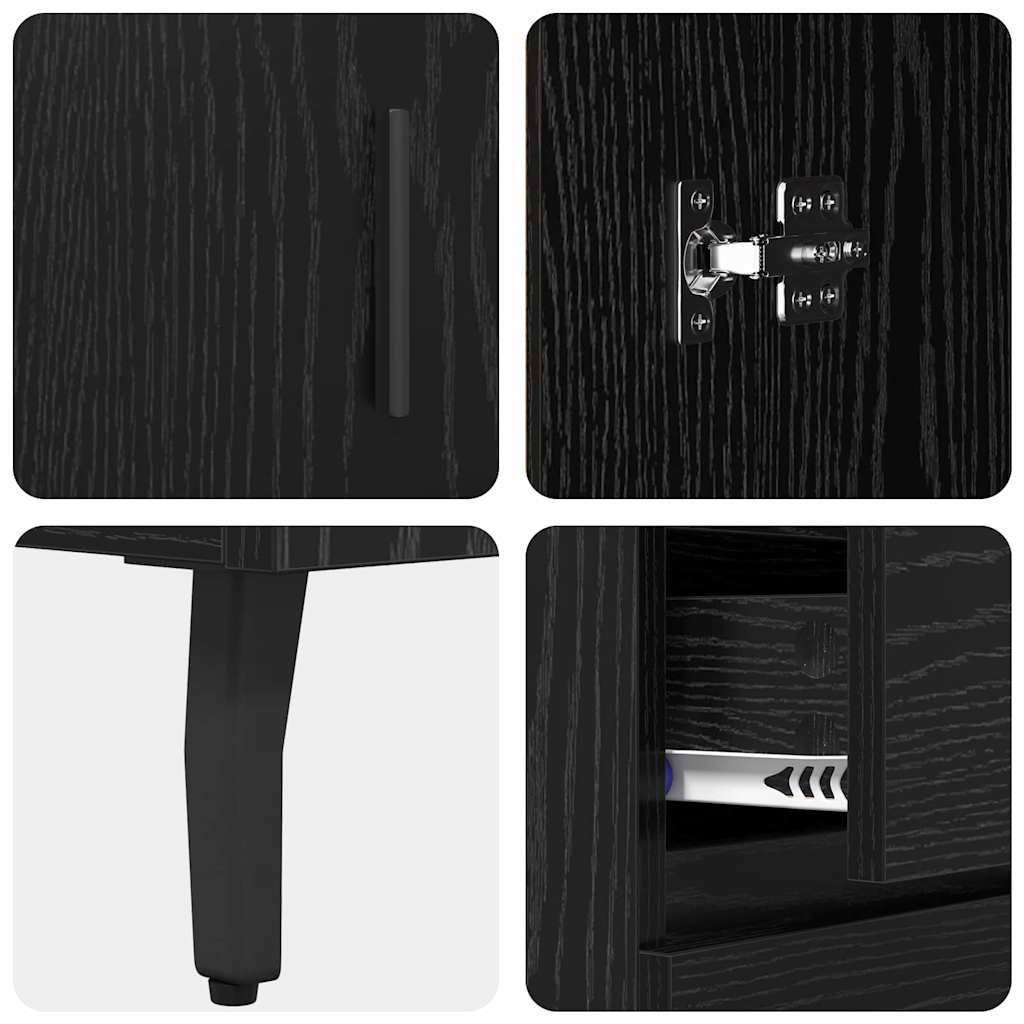 Highboard with Drawer Black Oak 69.5 x 34 x 180 cm