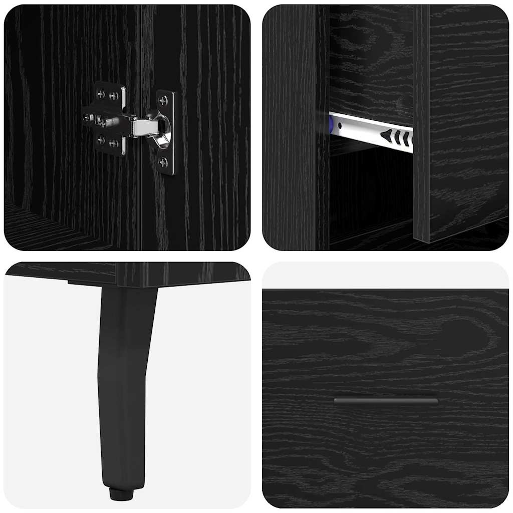 Highboard Black Oak 34.5 x 34 x 180 cm Engineered Wood