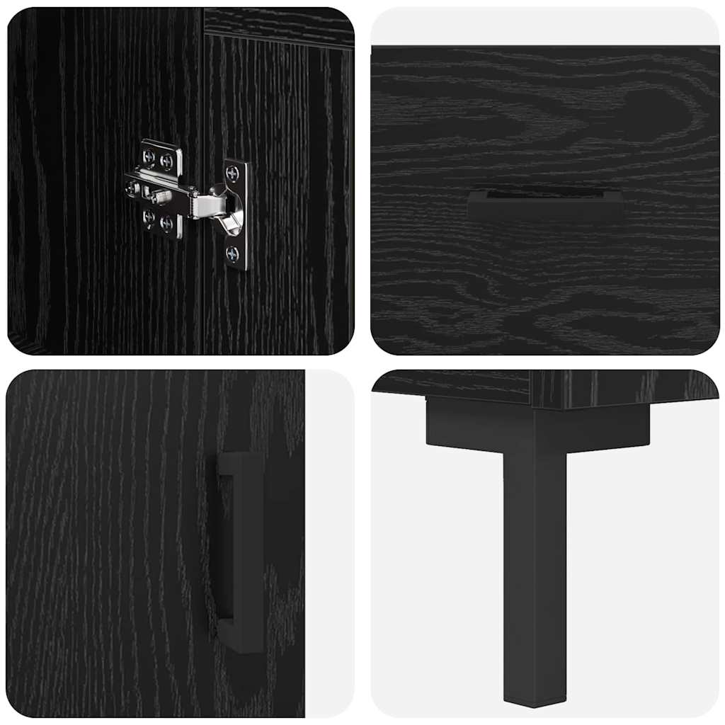 Highboard Black Oak 34.5 x 34 x 180 cm Engineered Wood