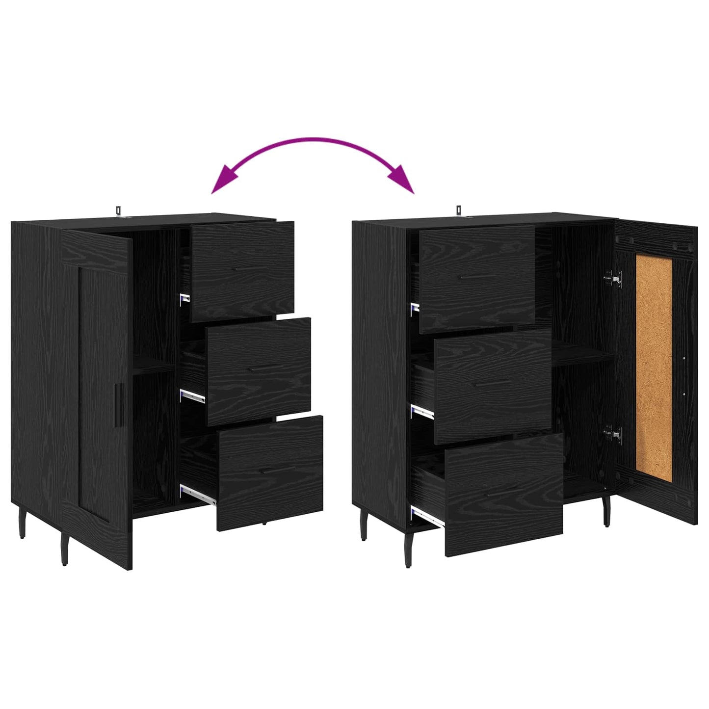 Highboard 2 pcs Black Oak 69.5 x 34 x 180 cm Engineered Wood