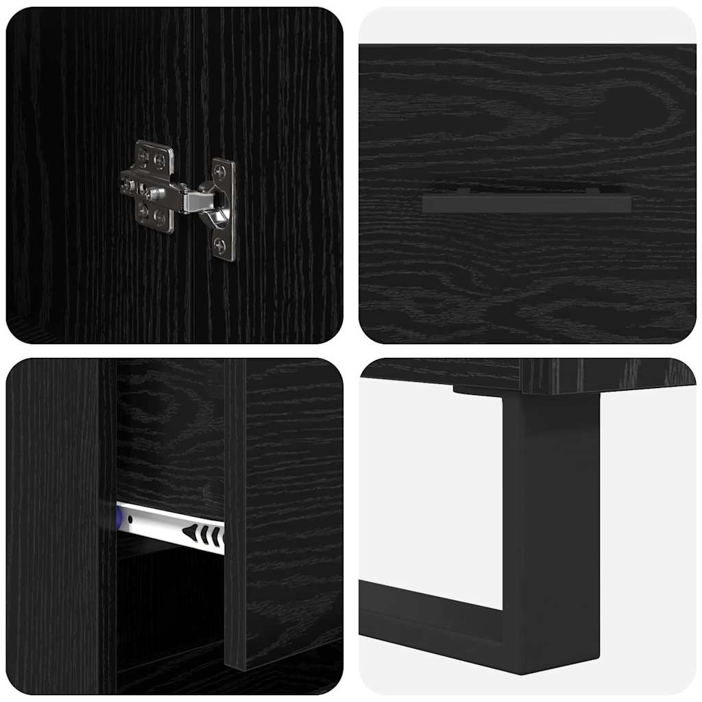 Highboard Black Oak 34.5 x 34 x 180 cm Engineered Wood