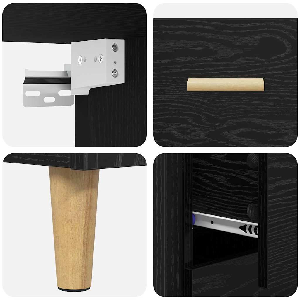 Highboard Black Oak 69.5 x 32.5 x 180 cm Engineered Wood