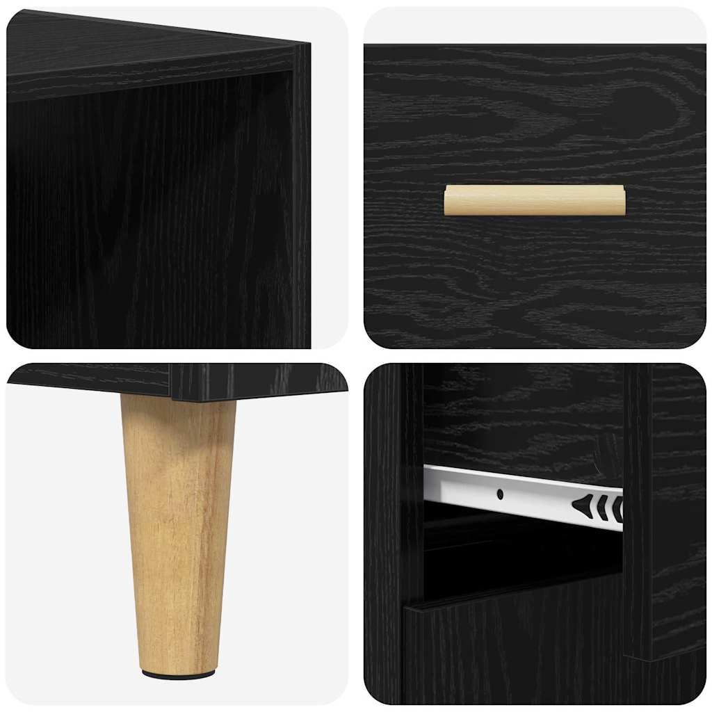 Highboard Black Oak 69.5 x 32.5 x 180 cm Engineered Wood
