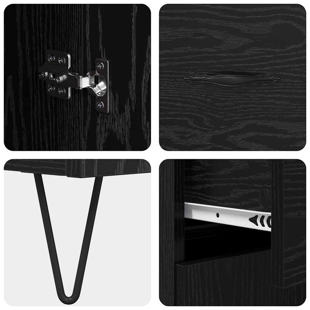 Highboard Black Oak 69.5 x 34 x 180 cm Engineered Wood