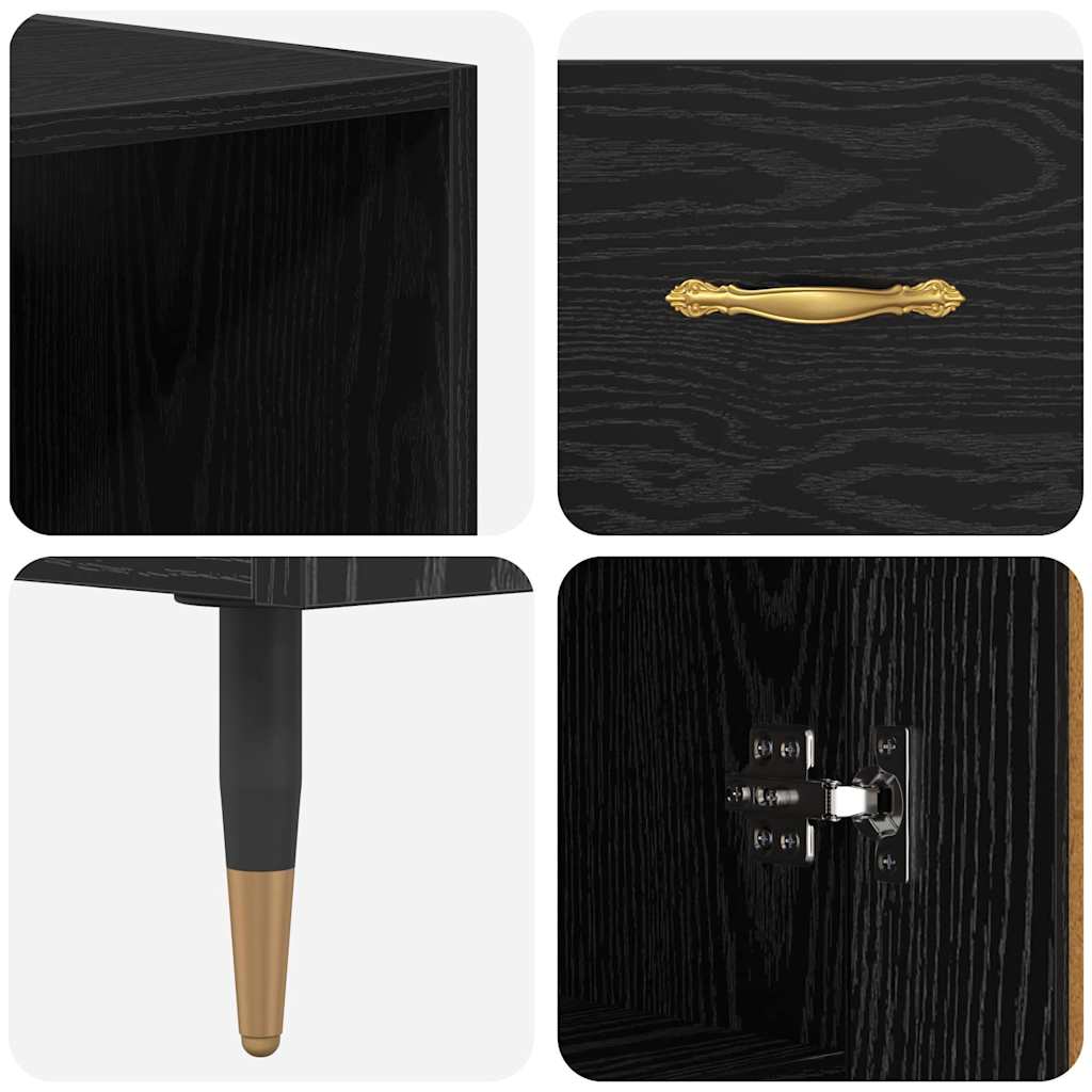 Highboard Black oak 69.5 x 34 x 180 cm Engineered Wood