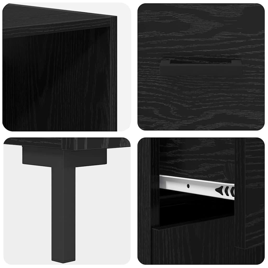 Highboard Black Oak 69.5 x 34 x 180 cm Engineered Wood