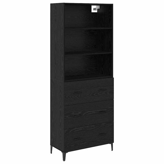 Highboard Black Oak 69.5 x 34 x 180 cm Engineered Wood