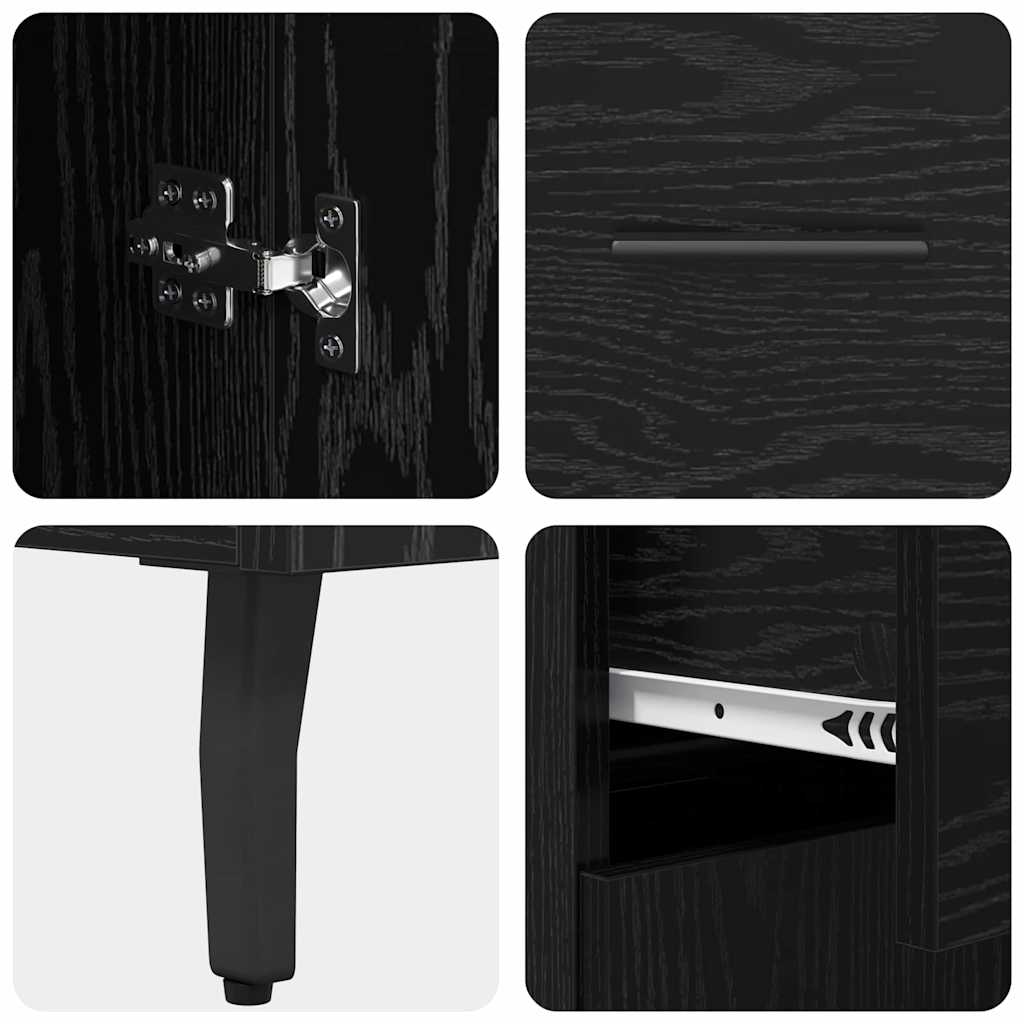 Highboard 2 pcs Black oak 69.5 x 34 x 180 cm Engineered Wood