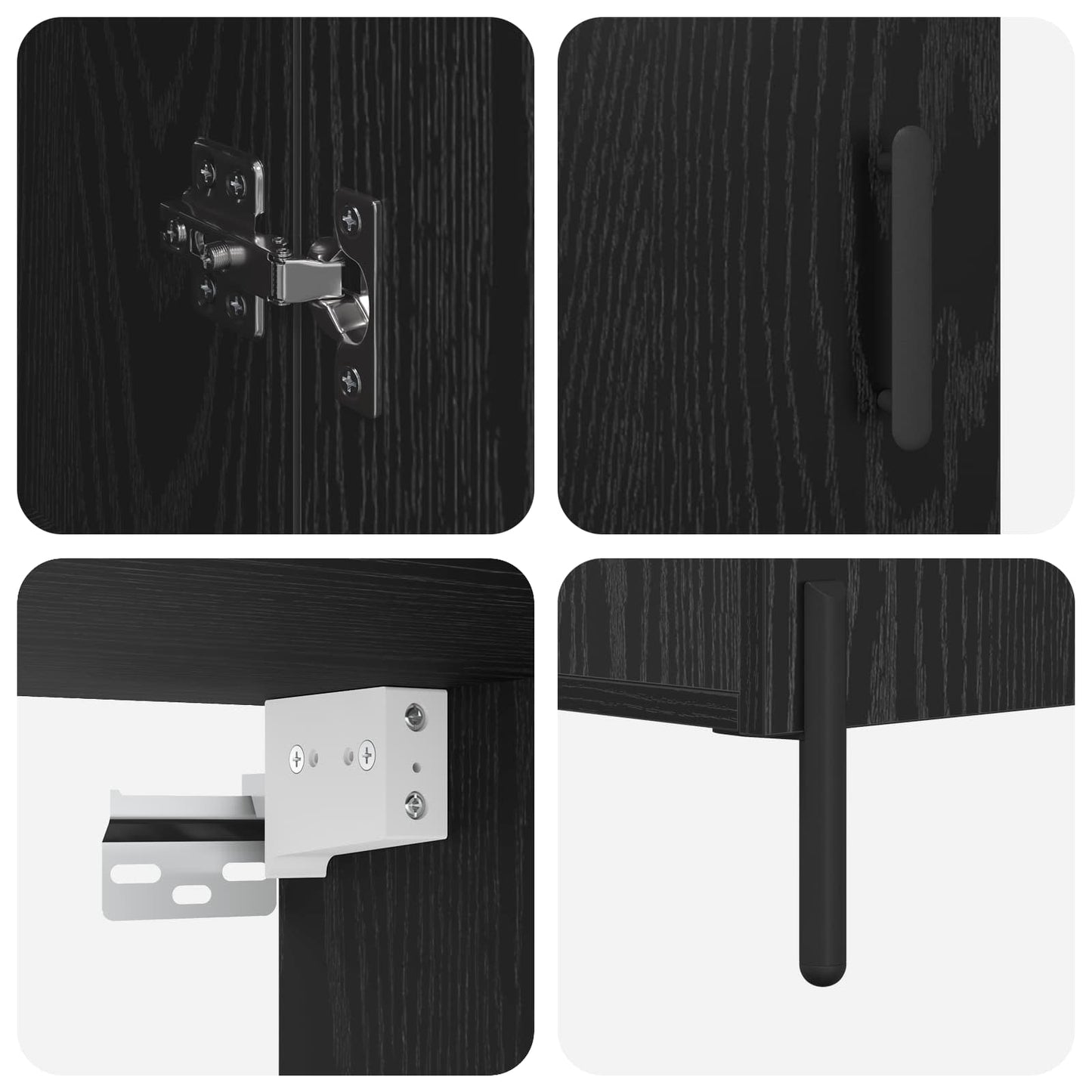 Highboard Black Oak 69.5 x 34 x 180 cm Engineered Wood