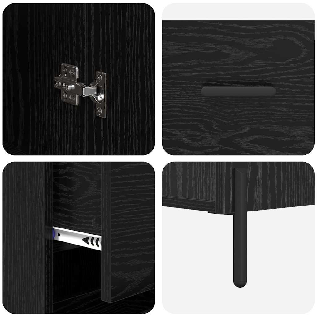 Highboard Black Oak 34.5 x 34 x 180 cm Engineered Wood