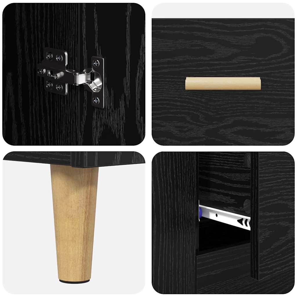 Highboard Black Oak 34.5 x 34 x 180 cm Engineered Wood