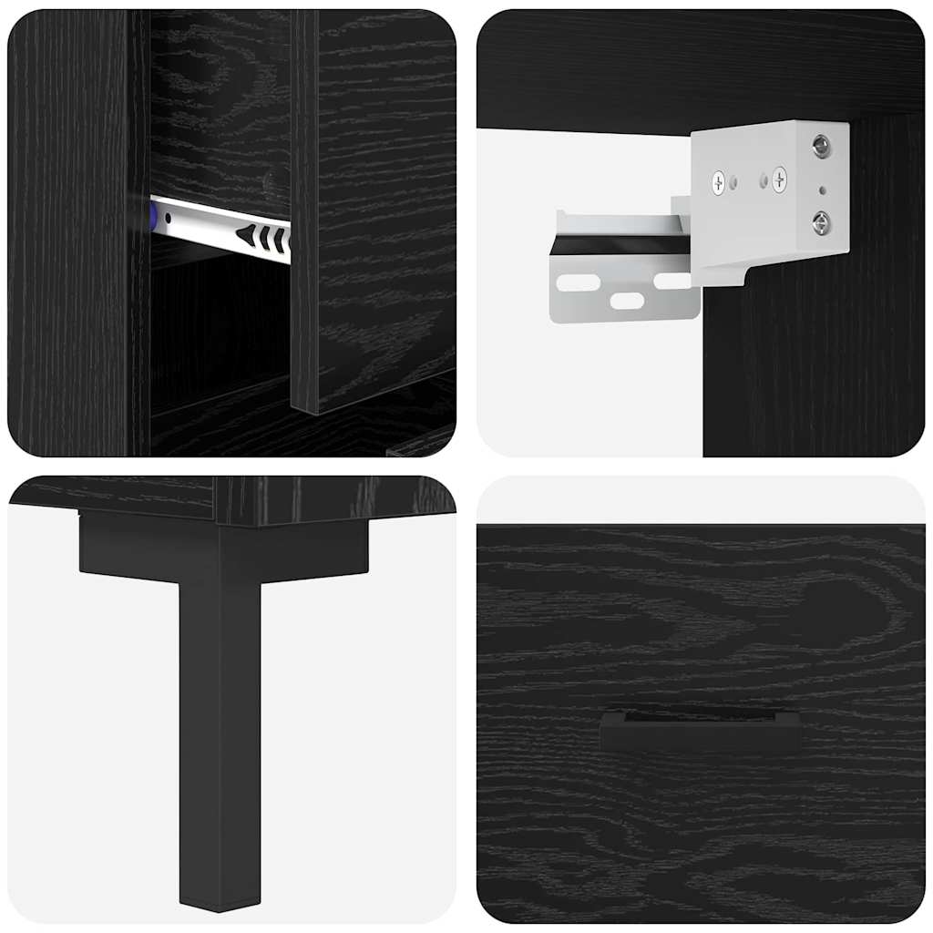 Highboard Black Oak 34.5 x 34 x 180 cm Engineered Wood