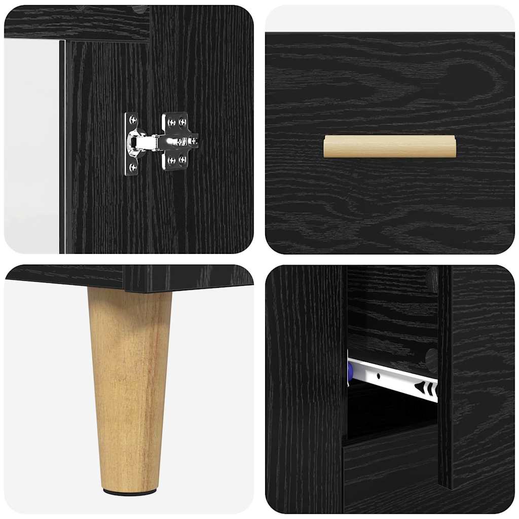 Highboard with Drawer Black Oak 69.5 x 34 x 180 cm