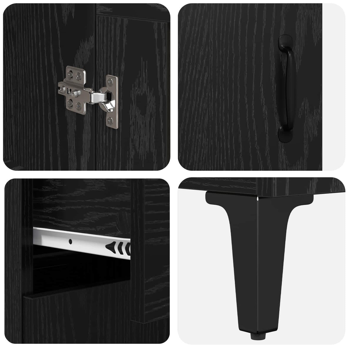 Highboard Black Oak 69.5 x 34 x 180 cm Engineered Wood