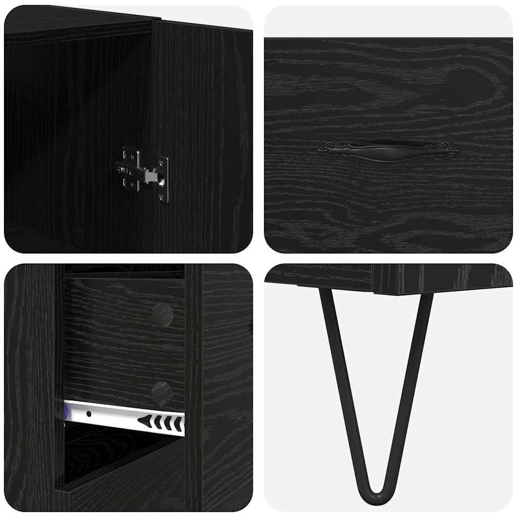 Highboard 2 pcs Black Oak 69.5 x 34 x 180 cm Engineered Wood