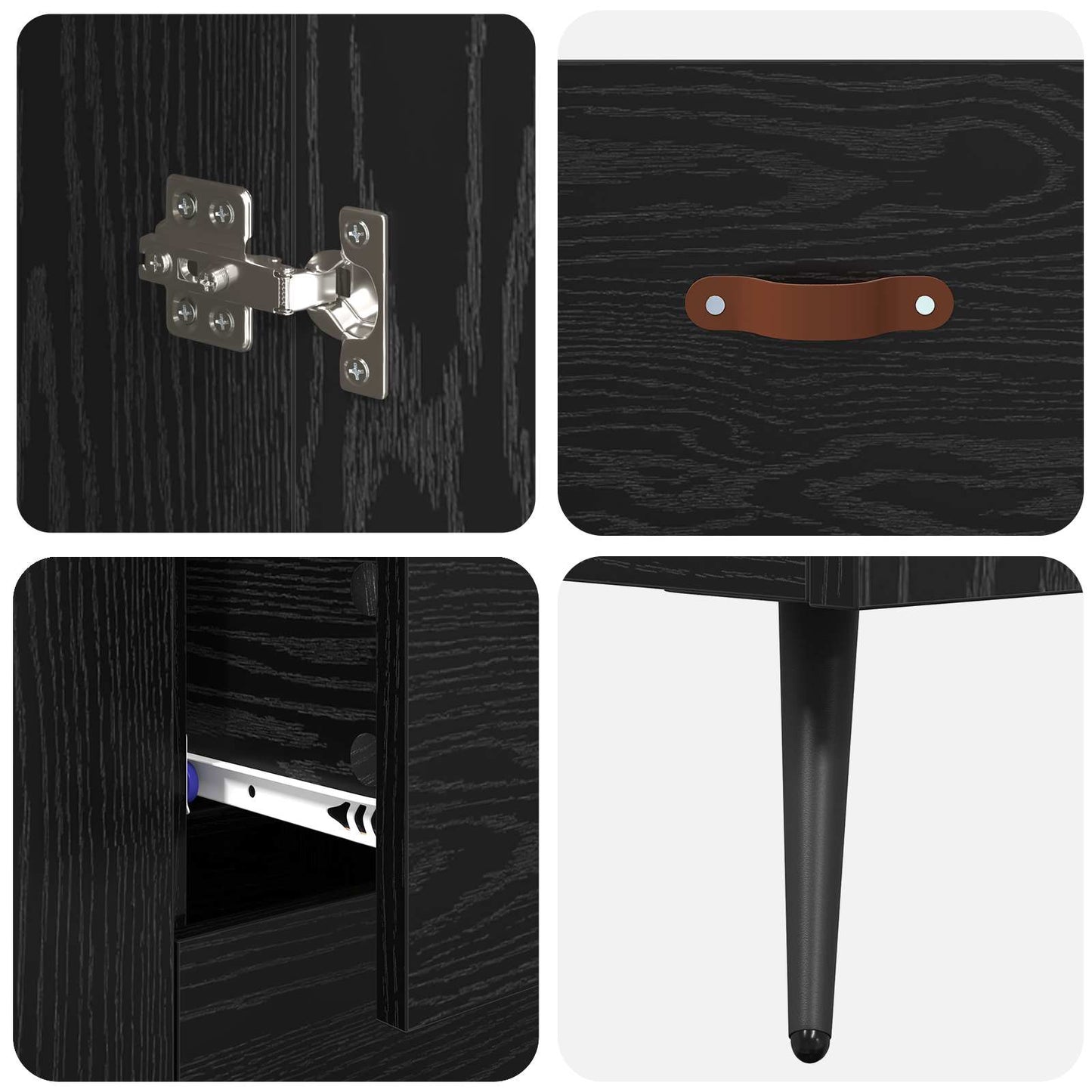 Highboard Black Oak 69.5 x 34 x 180 cm Engineered Wood