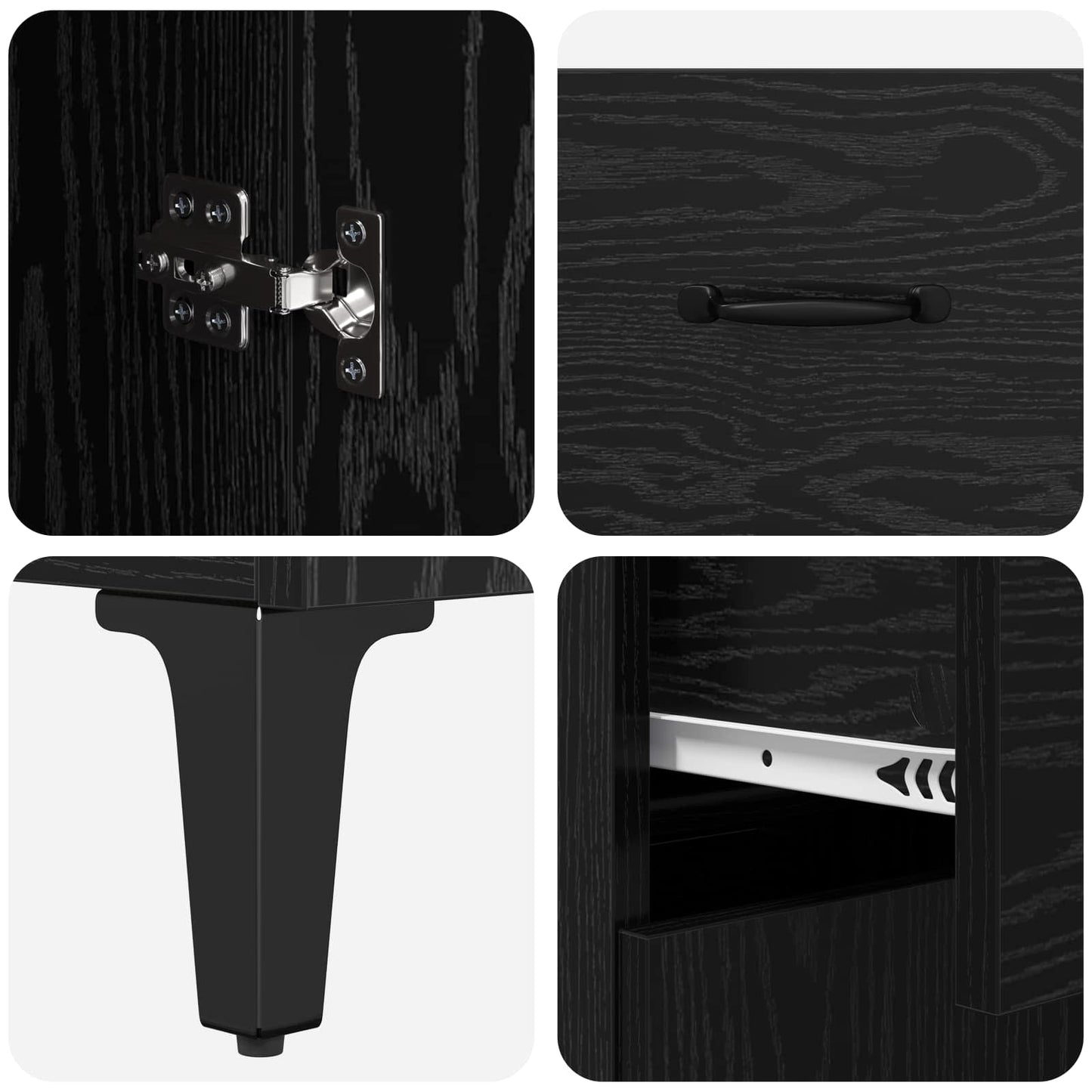 Highboard Black Oak 69.5 x 34 x 180 cm Engineered Wood