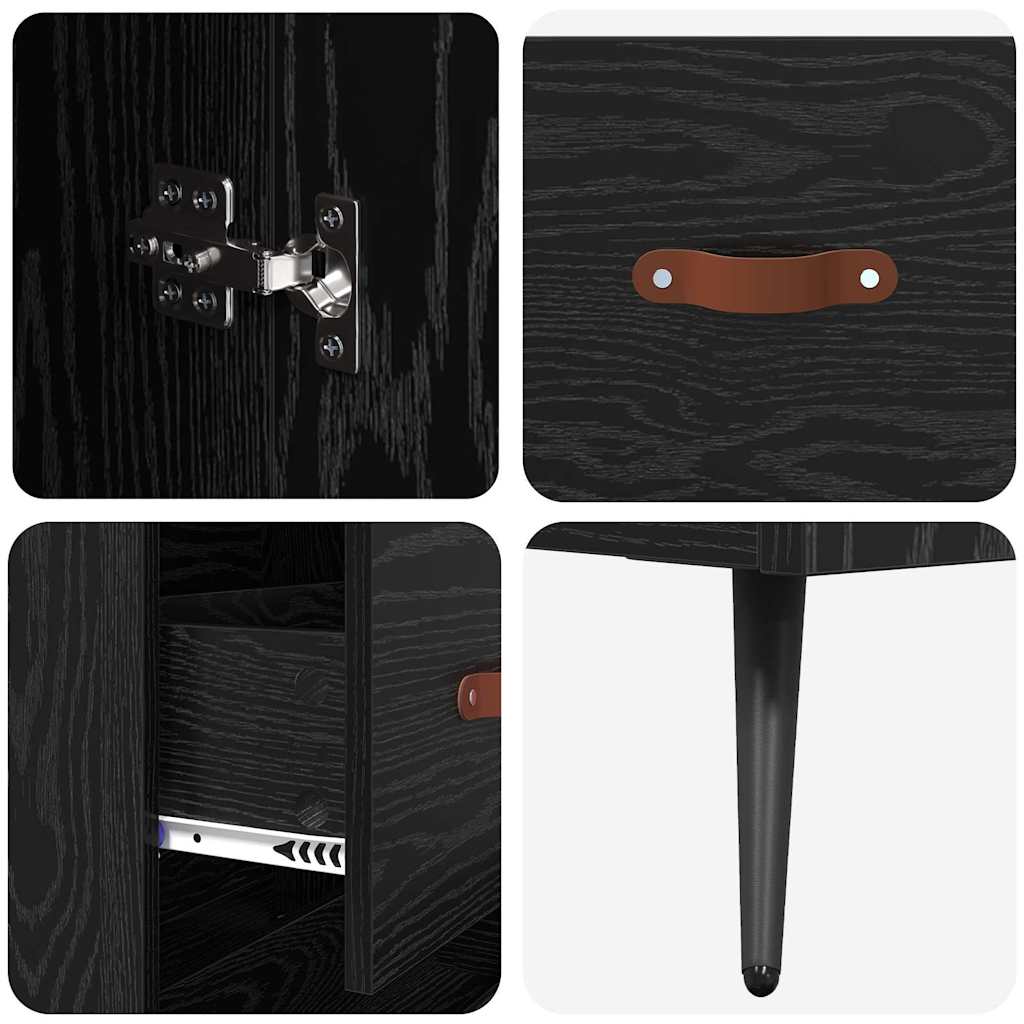 Highboard Black Oak 69.5 x 34 x 180 cm Engineered Wood