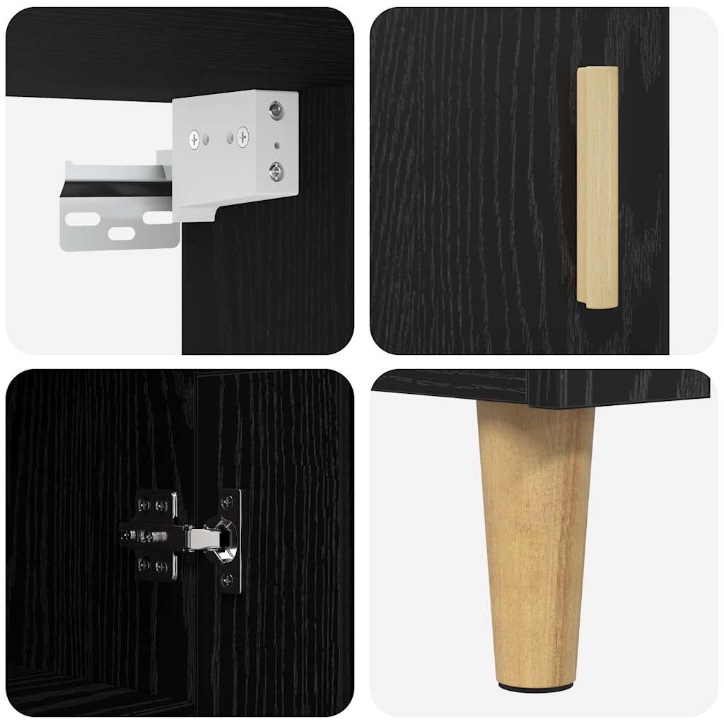 Highboard Black Oak 69.5 x 32.5 x 180 cm Engineered Wood