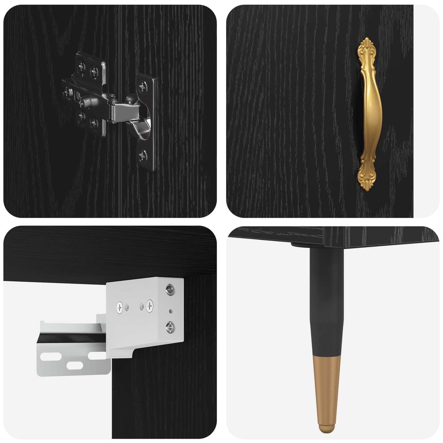 Highboard Black Oak 69.5 x 34 x 180 cm Engineered Wood
