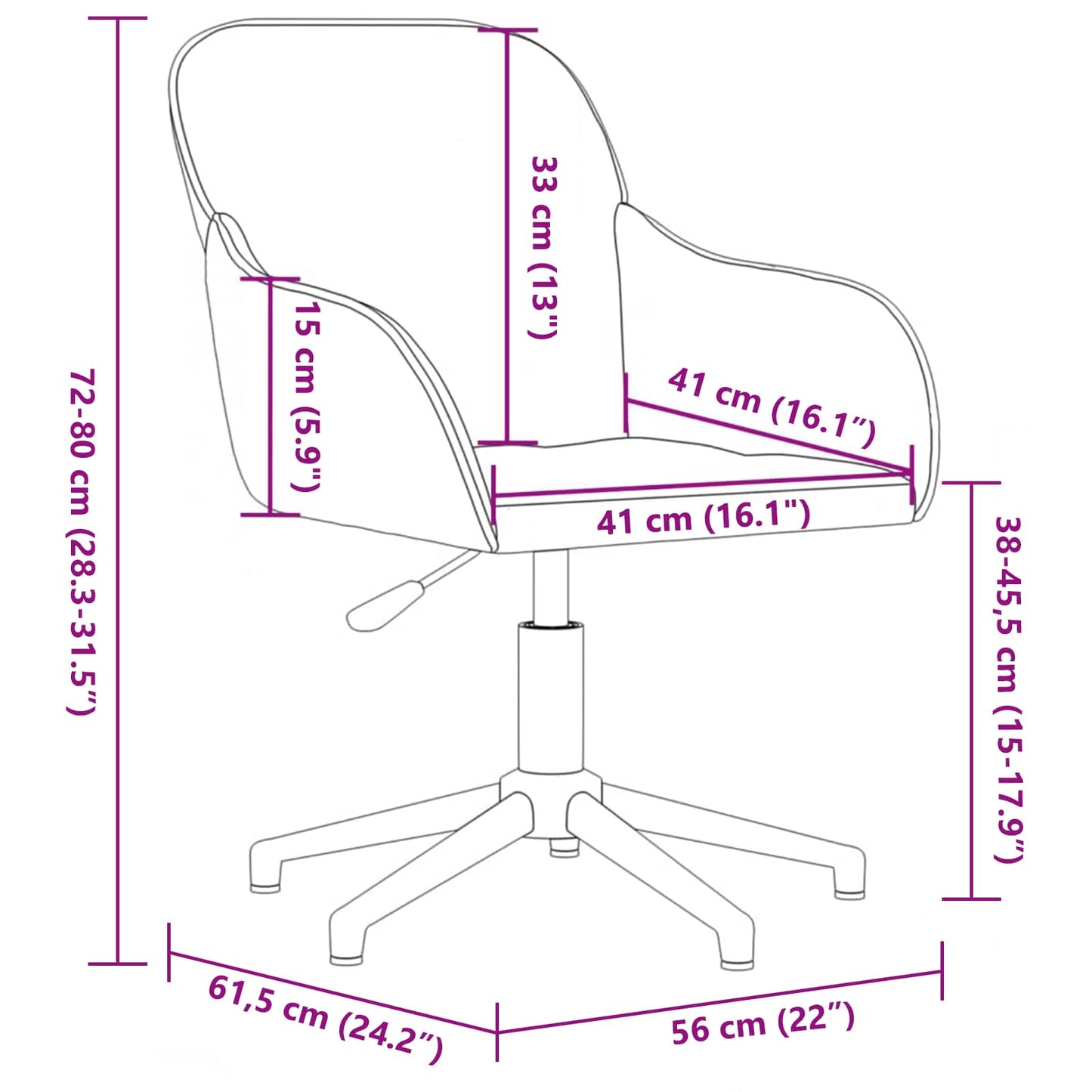 Office Chair Dark Grey 56 x 61.5 x 72 cm Velvet