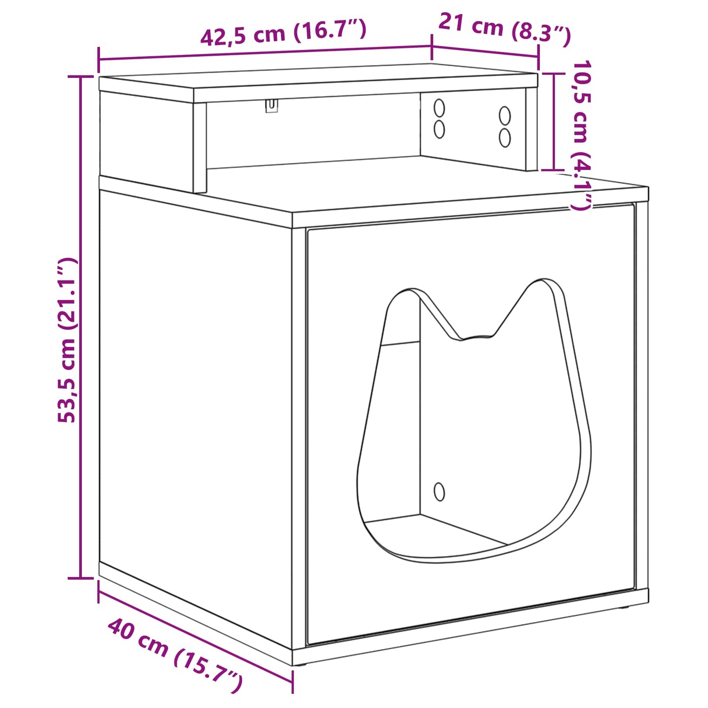 Cat House Artisian Oak 42.5 x 40 x 53.5 cm Engineered Wood