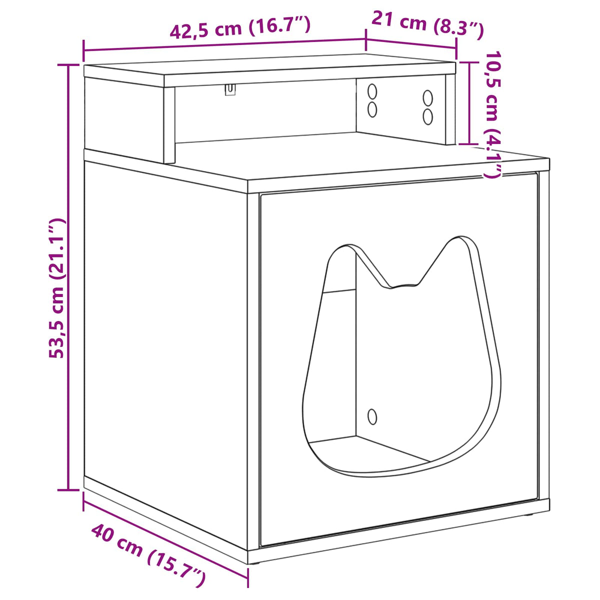 Cat House Artisian Oak 42.5 x 40 x 53.5 cm Engineered Wood