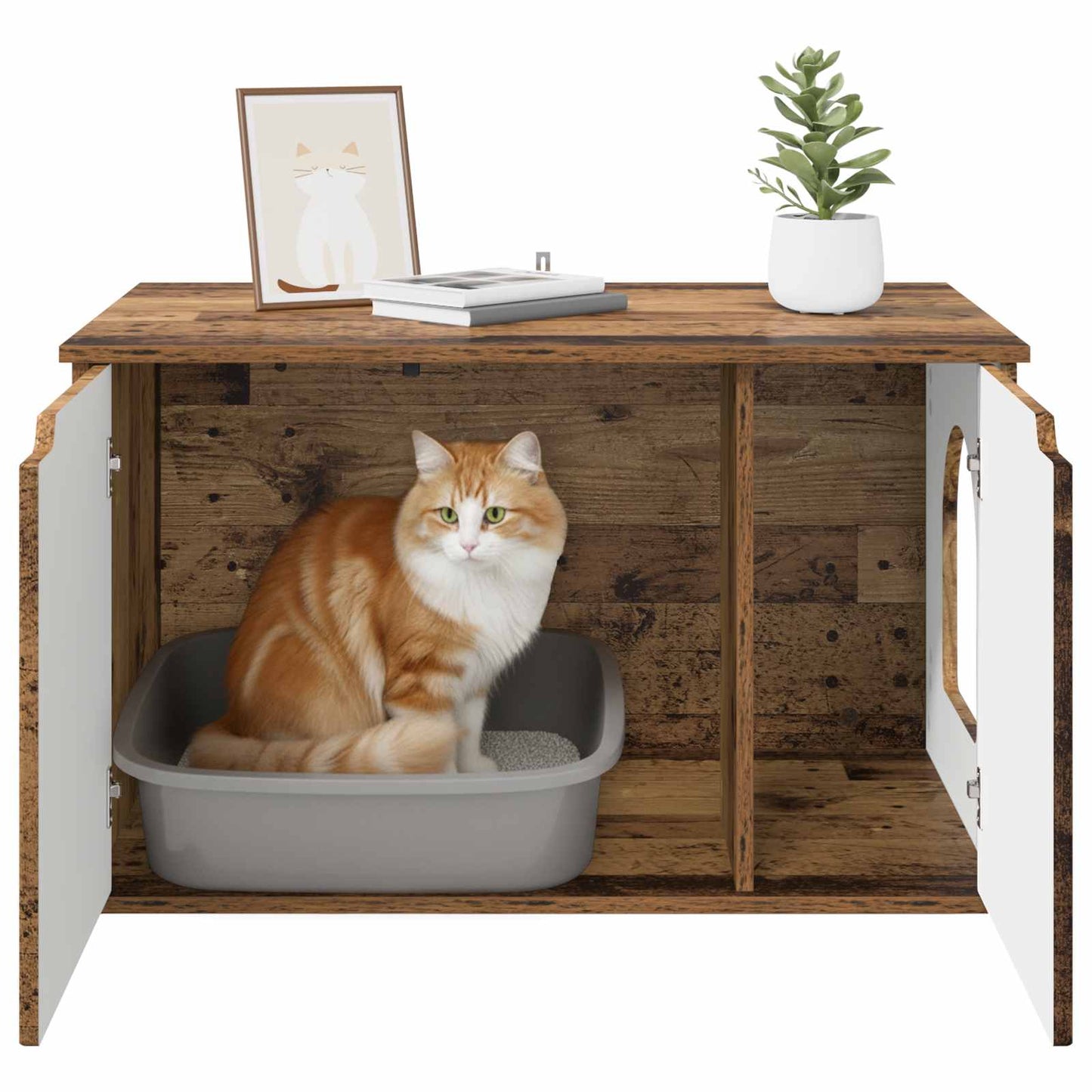 Cat House Old Wood 85 x 55 x 50.5 cm Engineered Wood
