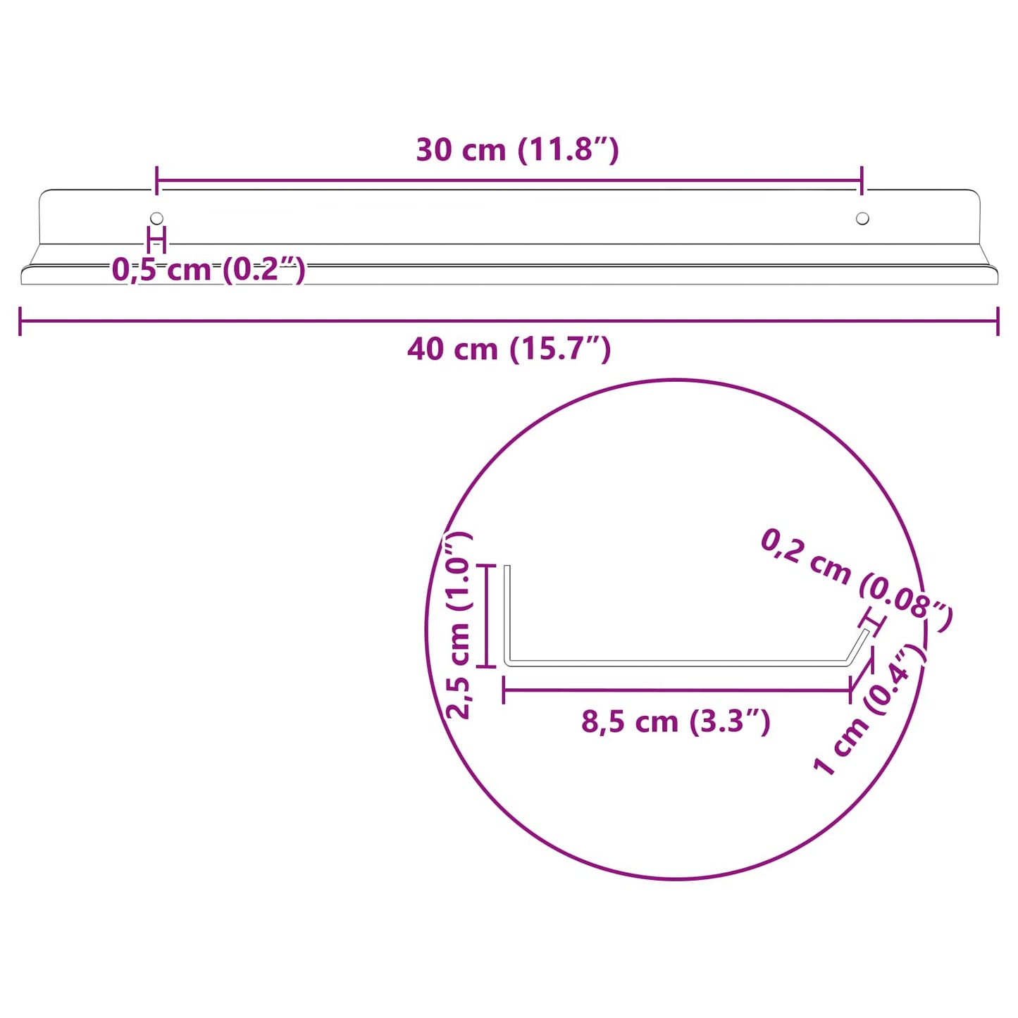 Floating Shelf 4 pcs Pink 40 x 8.5 x 2.5 cm Steel