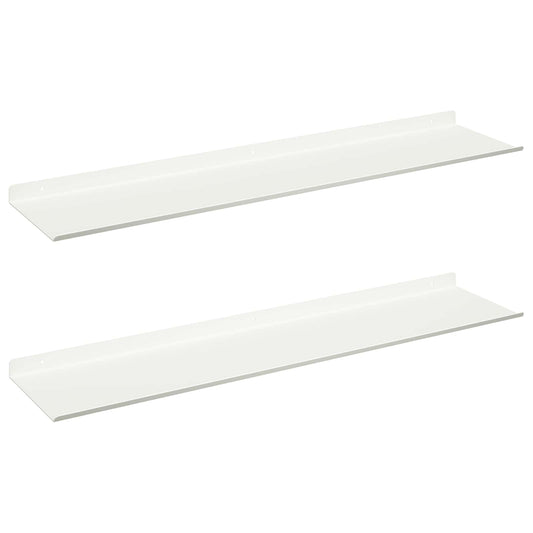 Floating Shelf 2 pcs White 80 x 18 x 2.5 cm Steel