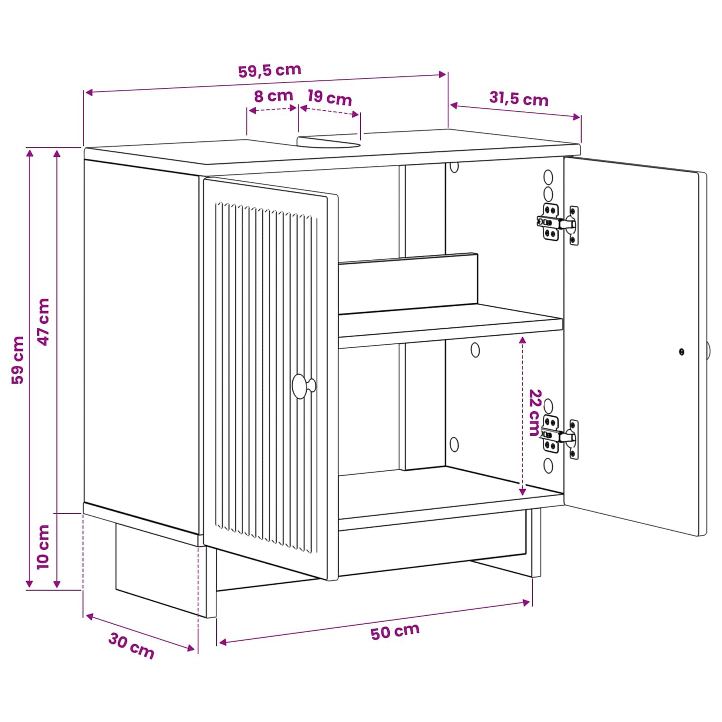 Bathroom Sink Cabinet EDE Smoked Oak 59.5 x 31.5x 59 cm